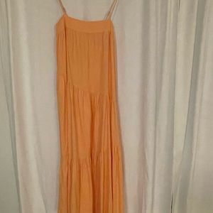 Abercrombie Asymmetrical Tiered Maxi Dress in orange